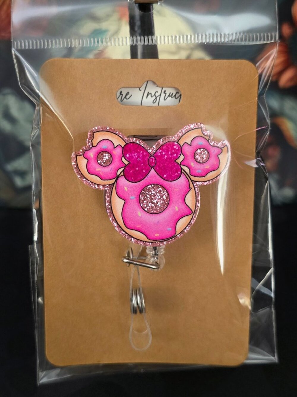 Minnie Donut Novelty Acrylic Badge Reel ID Holder